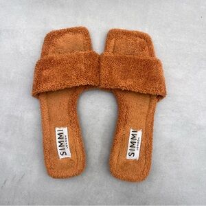 Orange Terry Square Toe Mule Sandal